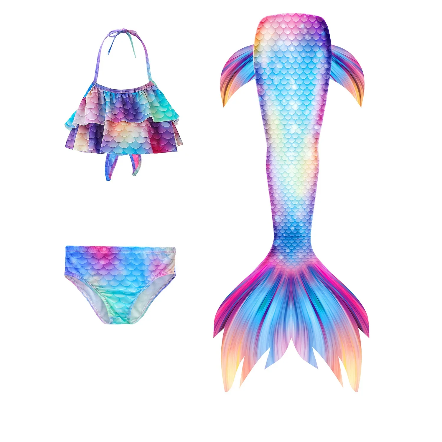 2024 popular Girls 3PCS children mermaid tail bikini swimwear kids bathing suits pretty girls mermaid swimsuits