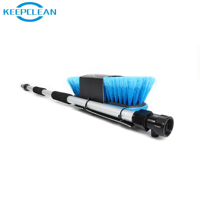 Amazon Hot Selling Soft Hair Soft Bristle  Flow-thru Telescopic Long Handle Car Cleaning Brush