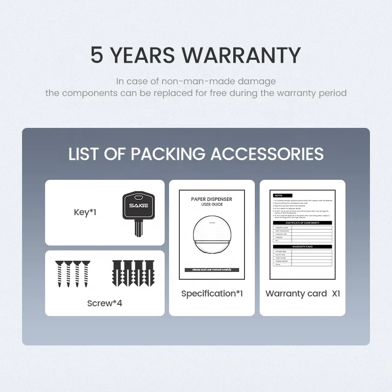 Saige Wall Mounted Plastic Lockable Toilet Paper Dispenser for Roll Paper Towel