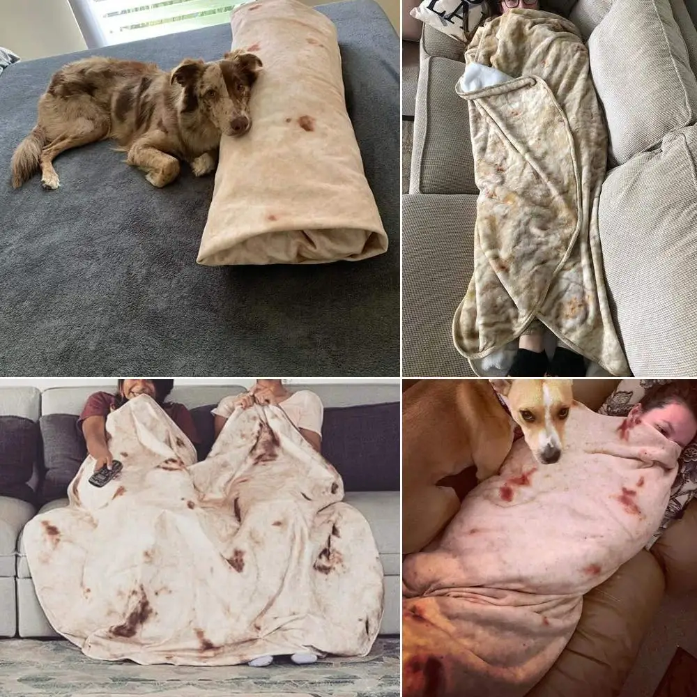 Custom Food design round flannel fleece polyester tortilla mexican pizza blankets 80 Inches