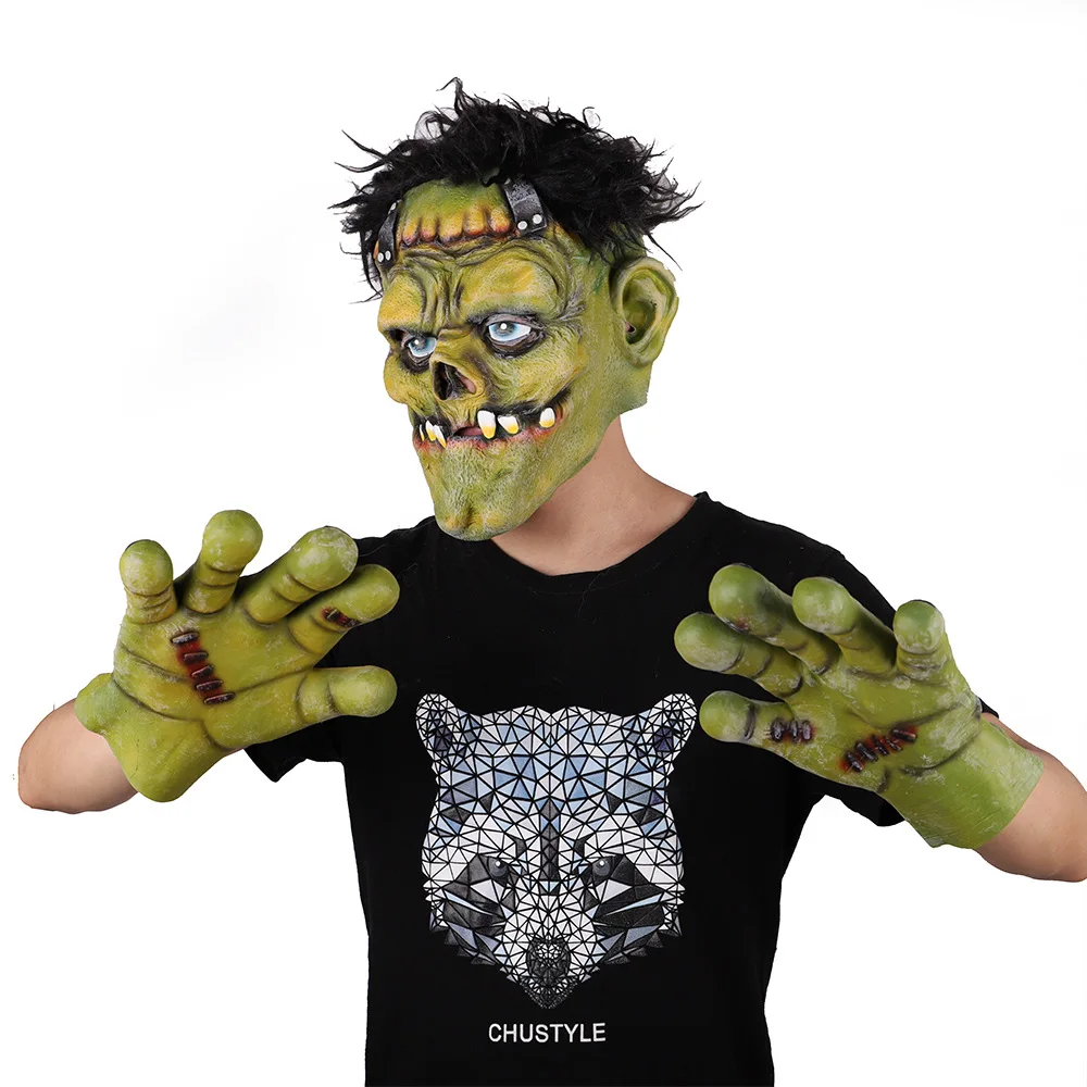 Halloween costume props masks face shield party horror decoration scary blue-faced fangs cs cosplay game hulk mask with gloves