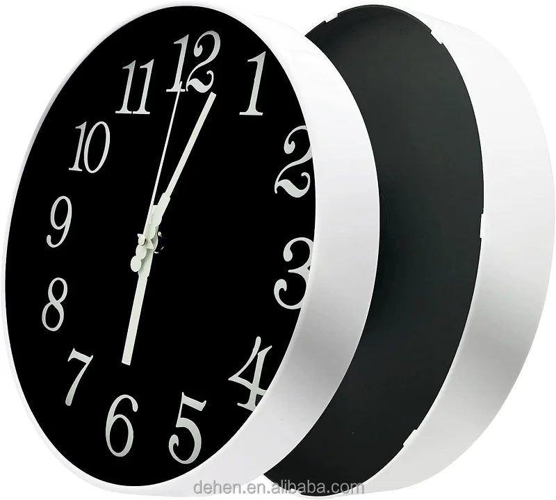 12 inch Modern plastic luminous Wall Clock Fluorescence Silent Custom Quartz Clock Battery Powered Decorative Wall Clock for Off