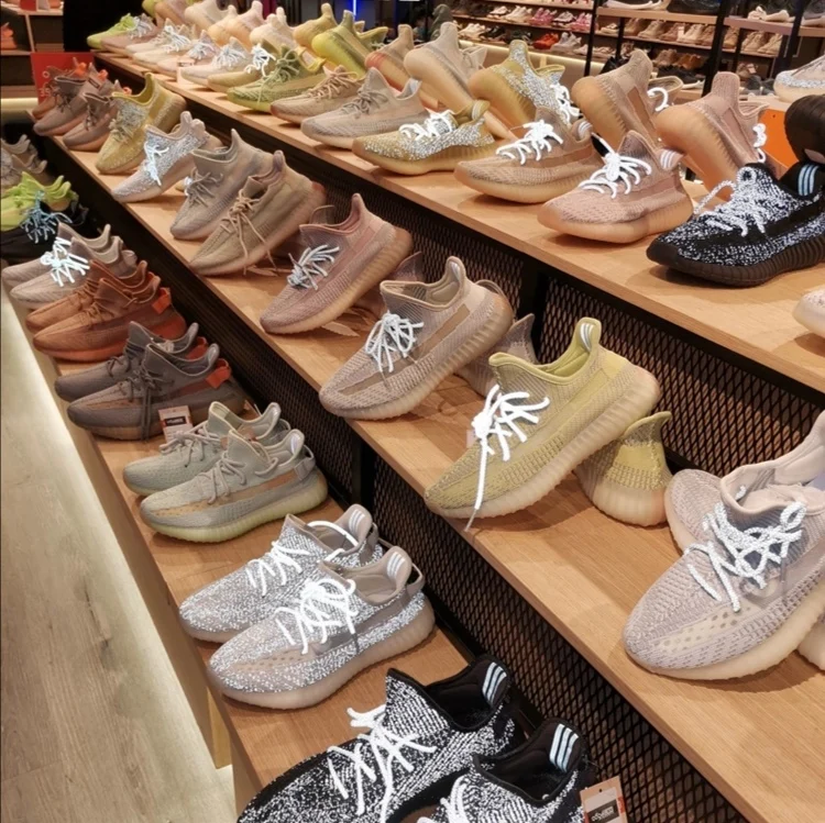 
2021 New design woven upper yezzys lundmark reflective glow breathable fashion sneakers yeezy 350 v2 running sport women tenis s 