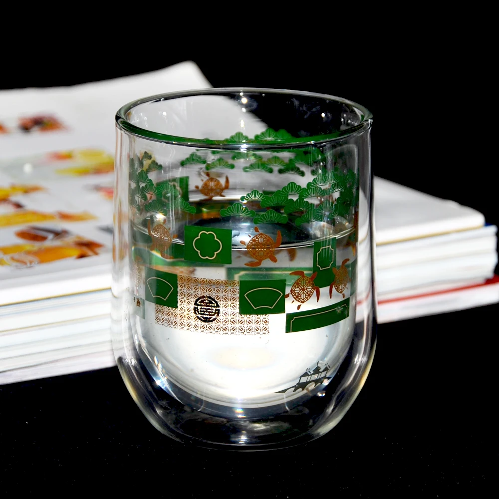 High Quality double wall glass coffee cup with bamboo lid  magnetic tempered glass double-sided phone case  double leaf glass d