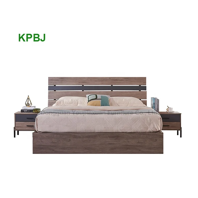
Modern Nordic Minimalist Wooden Bed Melamine MDF Home Double Beds With Storage 