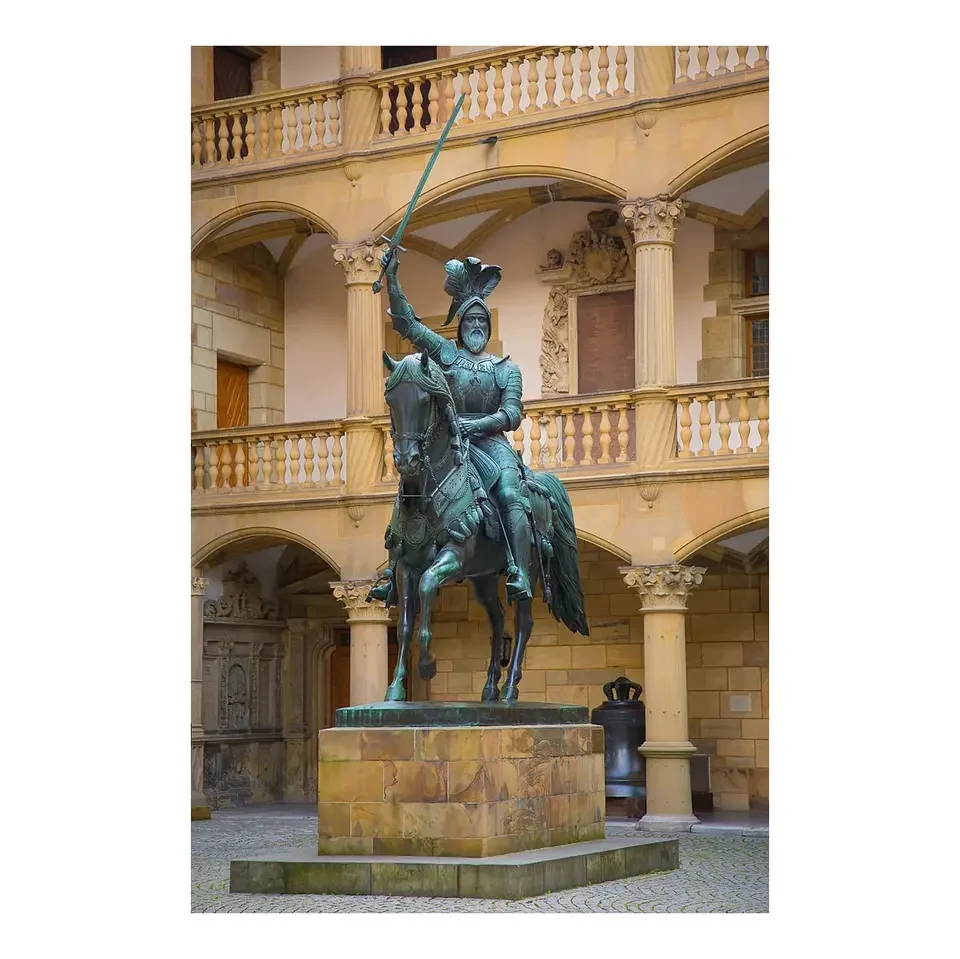 classical design life size copper metal Knight sculpture horse bronze statue