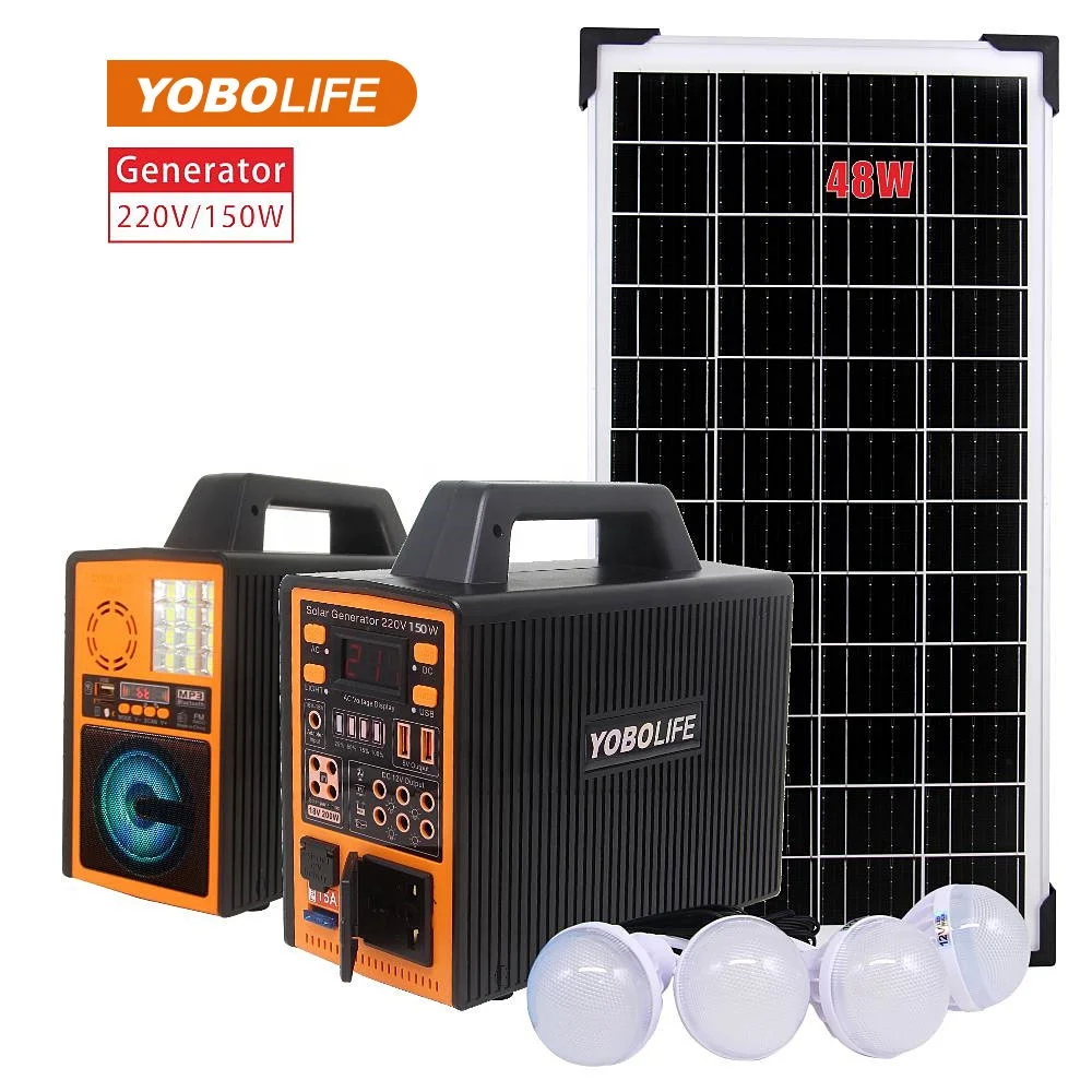LM-9152 Solar Generator Portable Power Station 150W LiFePO4 Lithium Lighting and Radio Outdoor Camping Solar System