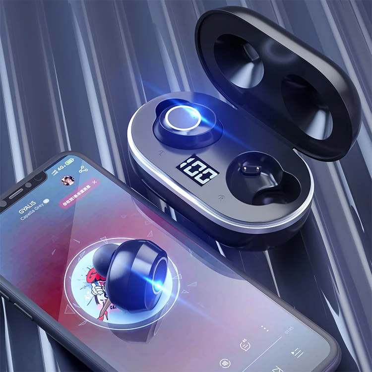 Наушники с зарядным боксом для смартфона беспроводные наушники 3d стерео спортивные водонепроницаемые TWS со светодиодным