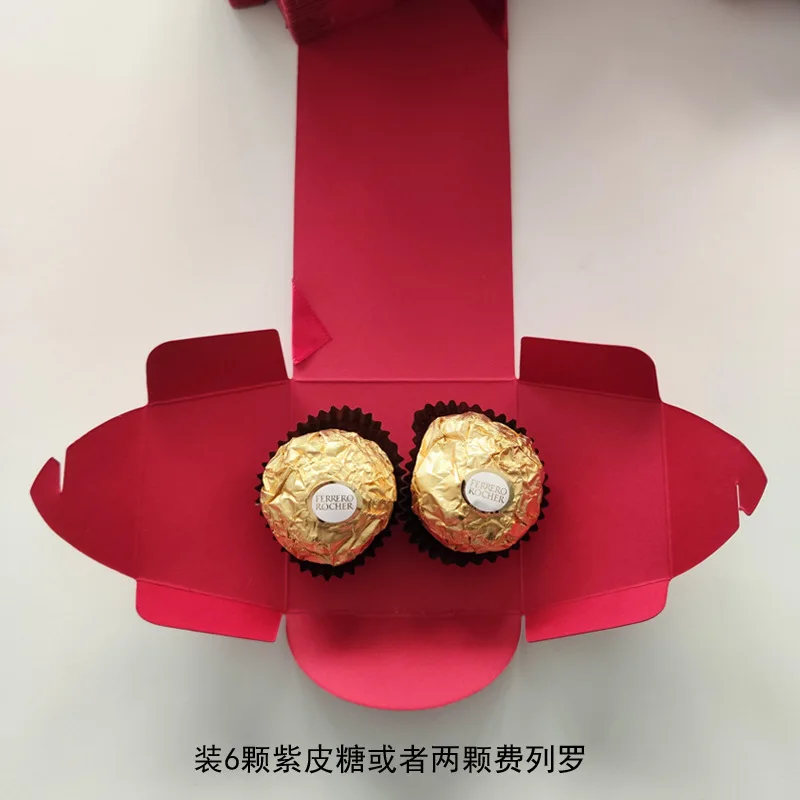 red color wedding candy box wedding sugar box with hand gift candy packaging box