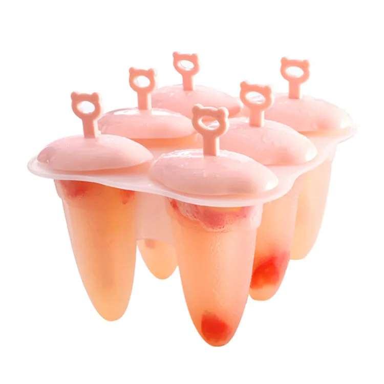 6 Piece Clear Reusable Ice Cream Maker Mould Tools Easy Release Silicone Ice Cream Popsicle Molds Tray