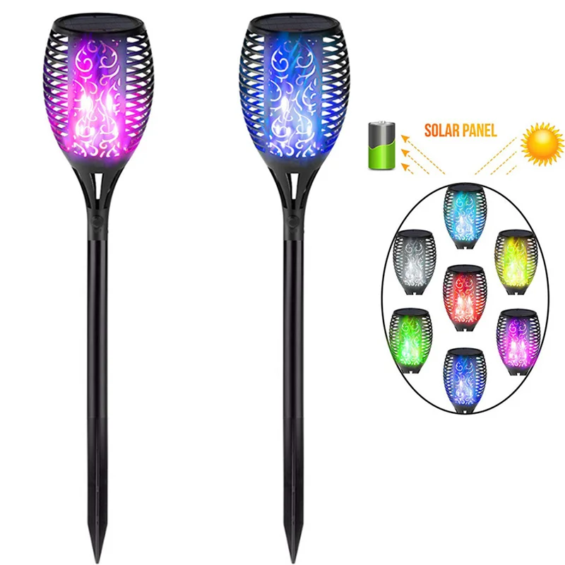 2023 New LED Solar Flame Light Torch Lamp Landscape Flickering Waterproof Garden Decor Lawn Lamp