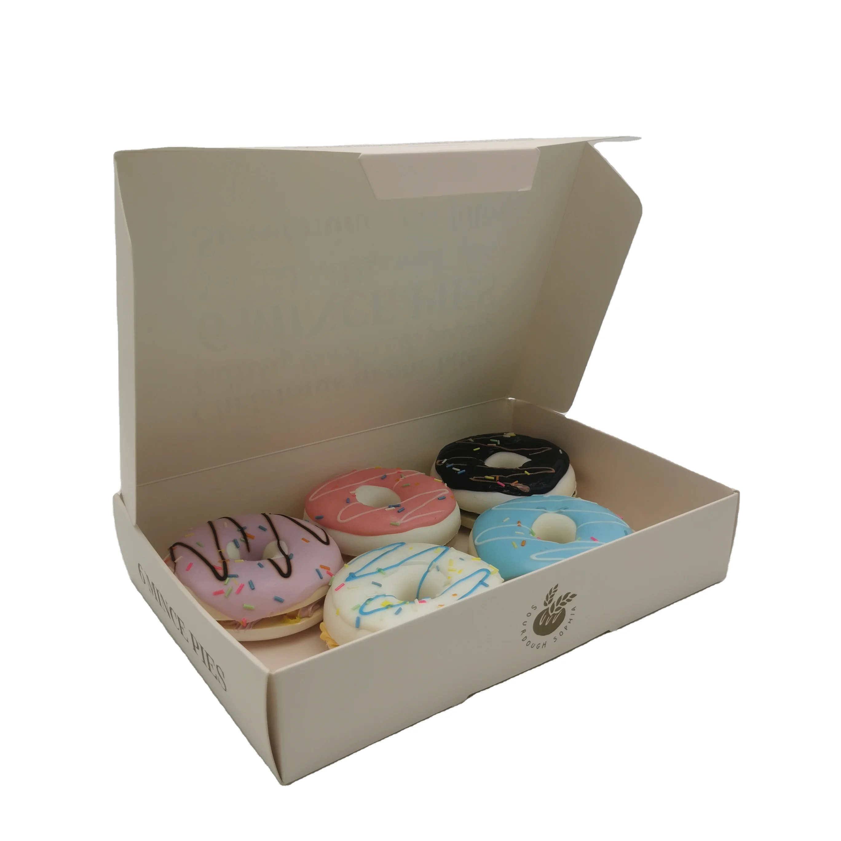 custom donuts cookie pie breads cake box packaging with customized size design