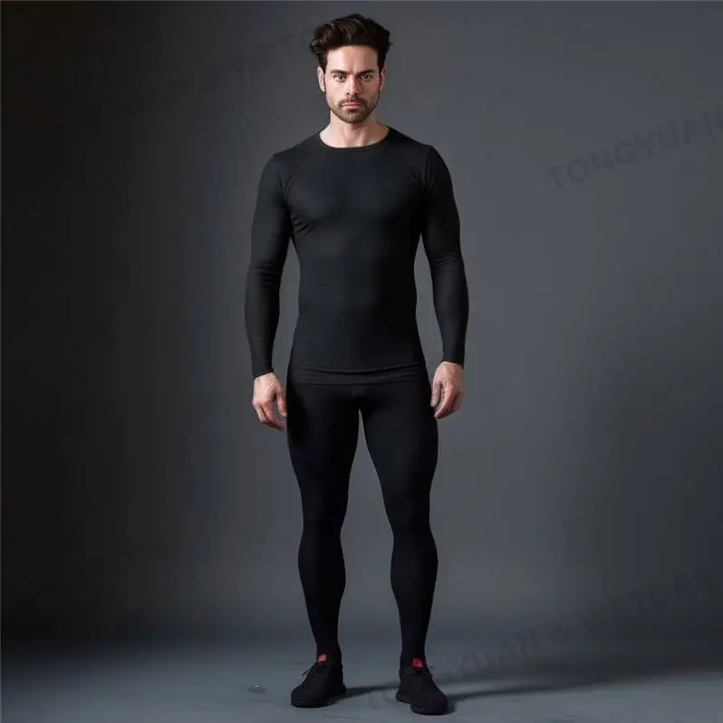 Merino Wool Skin Tights Thermal Leggings Quick Dry Base Layer Black Long Pants Mens Underwear