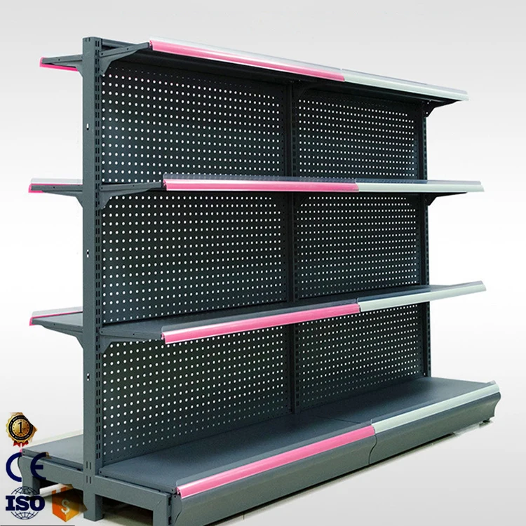 ChaoYu 5 Layers Metal Double Side Supermarket Rack Retail Heavy Duty Convenience Gondola Supermarket Shelves