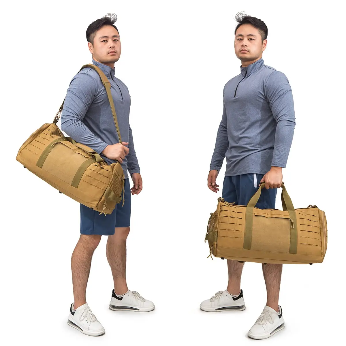 Tactical Duffle Backpack With Shoe Compartment Football Weekender Gym Bag Overnight Traveling Sports Carry On Bags