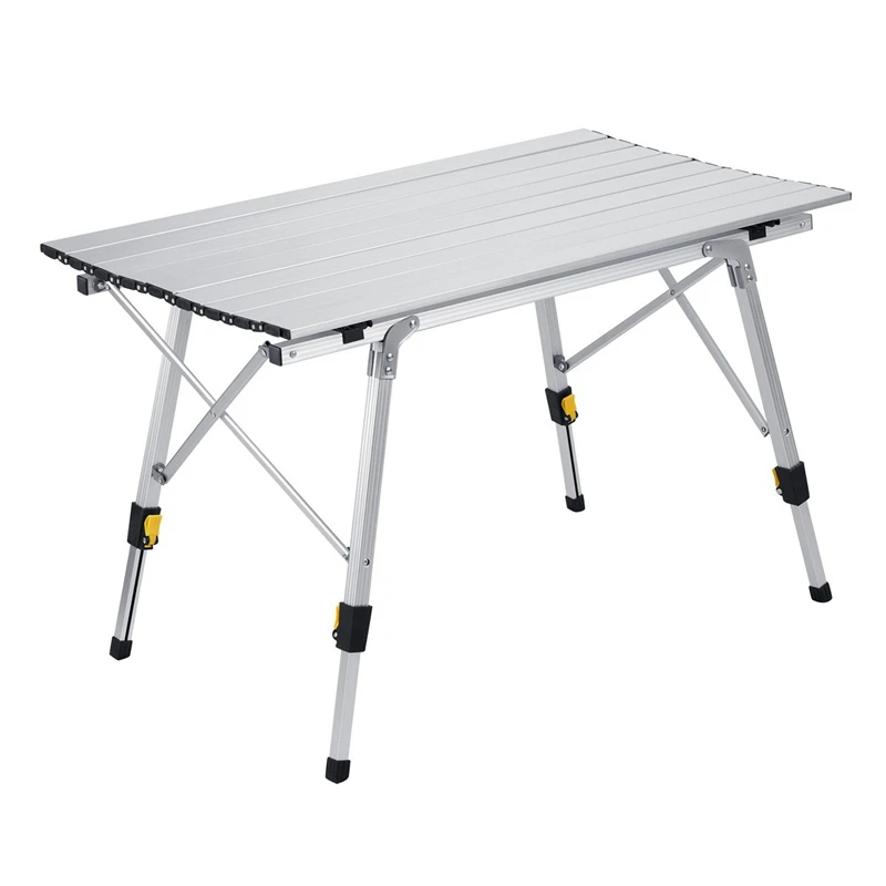 Outdoor Lightweight Aluminum Height Adjustable Folding Table for Camping Beach Backyards BBQ Party