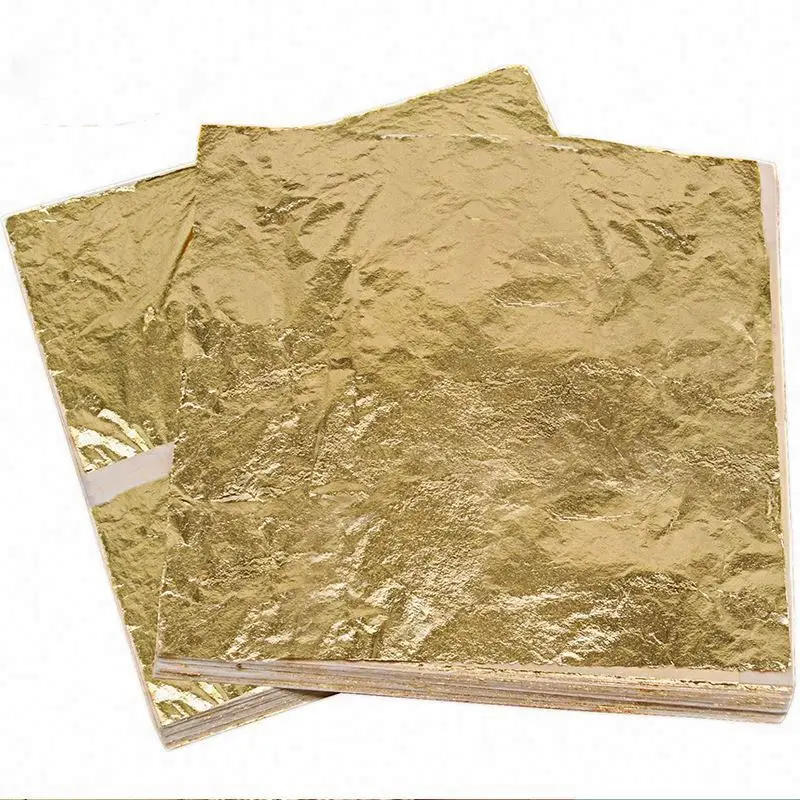 24k Leaf Sheets Food Grade For Cake Baking Wine Coffee Decor Facial Spa 8x8cm 25pcs/book Pure Gold Foil Booklet