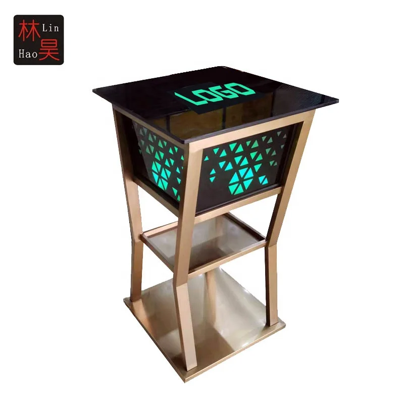 Gold Stainless Steel High Top Stand Table And Chair For Clubs And Bar Lounge Furniture