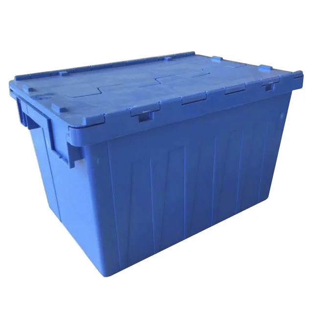 blue large light duty banana foldable container with lid or wheels