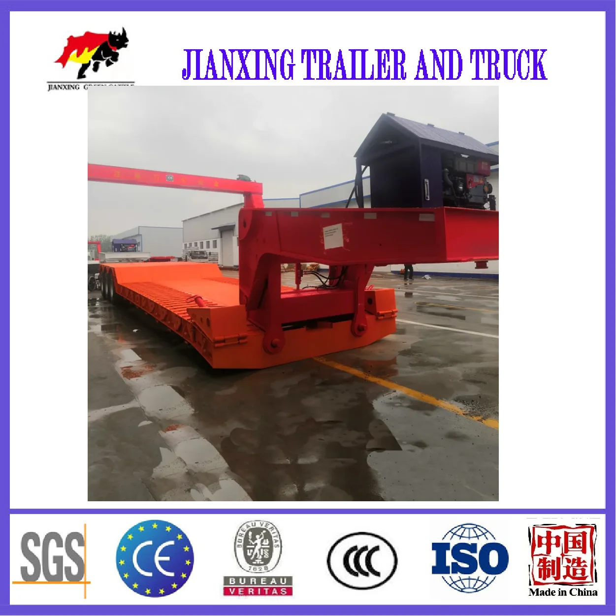 3 Axles Drop Deck Lowboy Semitrailer Low Platform For Sale Heavy Duty Excavator Trailer Transport