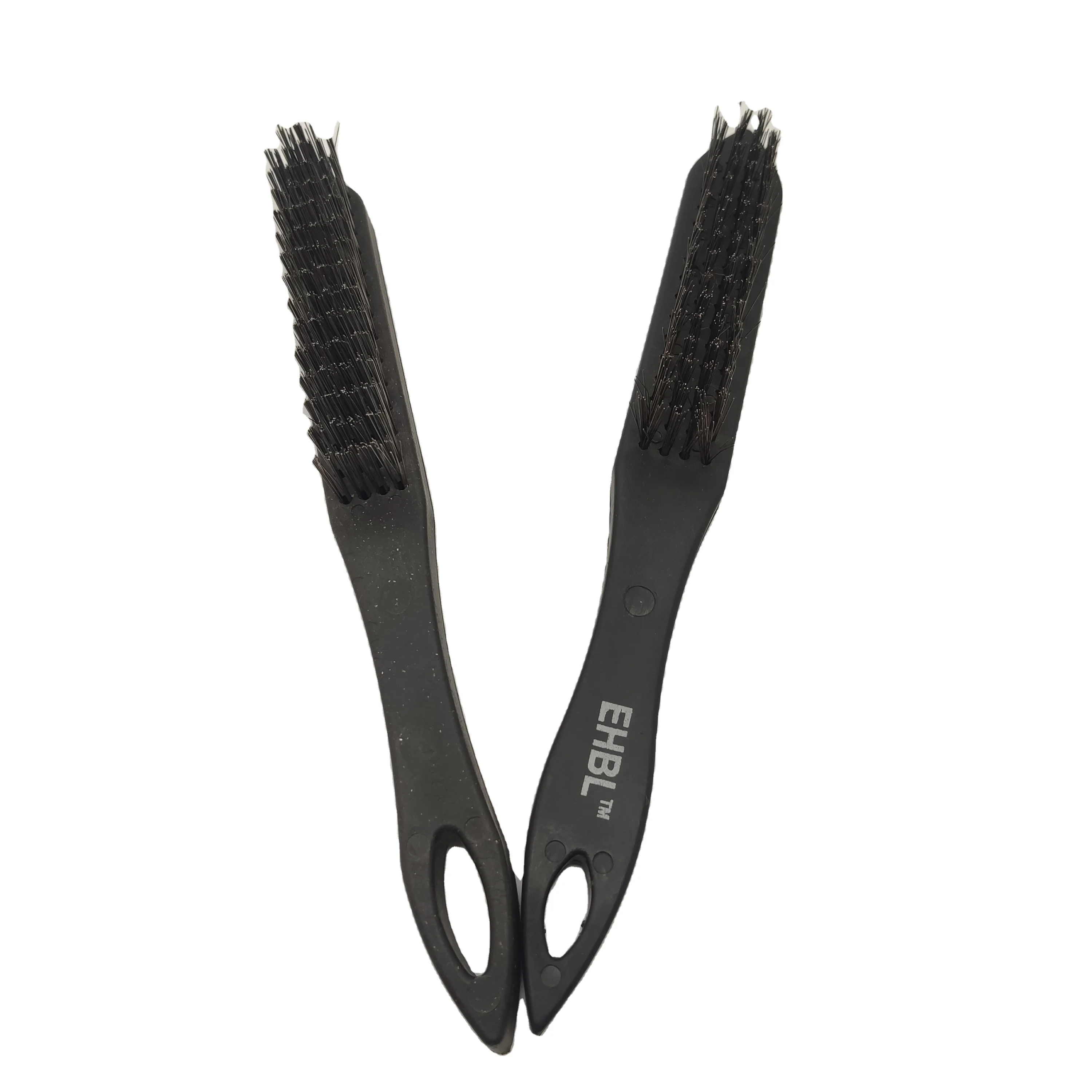 Carbon steel wire brush with black plastic handle for cleaning