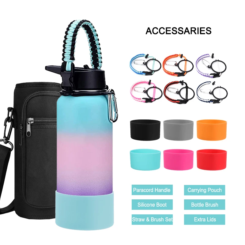Custom Wide Mouth Kids Adults Sports Thermos Vacuum Flask Stainless Steel Insulated Water Bottle with Straw Lid