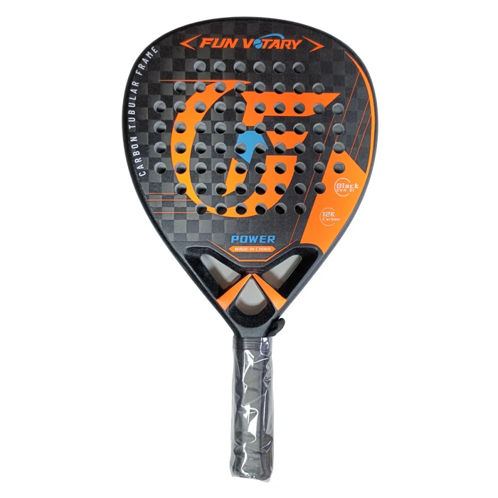 2022 special teardrop shaped new 3k carbon padel racket model WTP011 with tubular carbon frame and black soft eva core