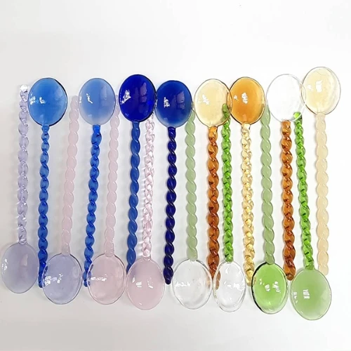 Popular Products Handmade Glass Round Spoon For Milk Coffee Fruit
