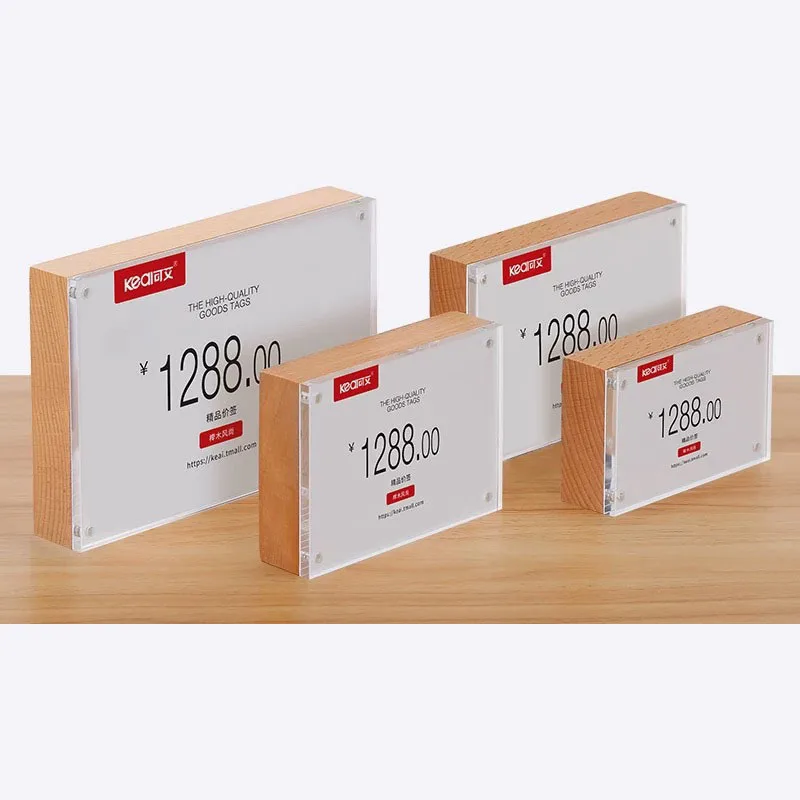 Wood Magnetic Desk Sign Holder Table acrylic Photo Frame Wedding Picture Stand