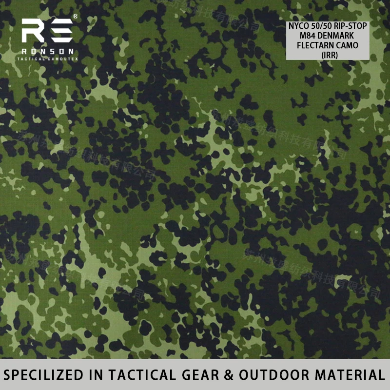 M84 DENMARK FLECTARN camouflage fabric NYCO50/50 Rip-stop printed nylon cotton camouflage waterproof IRR treatment for tactical