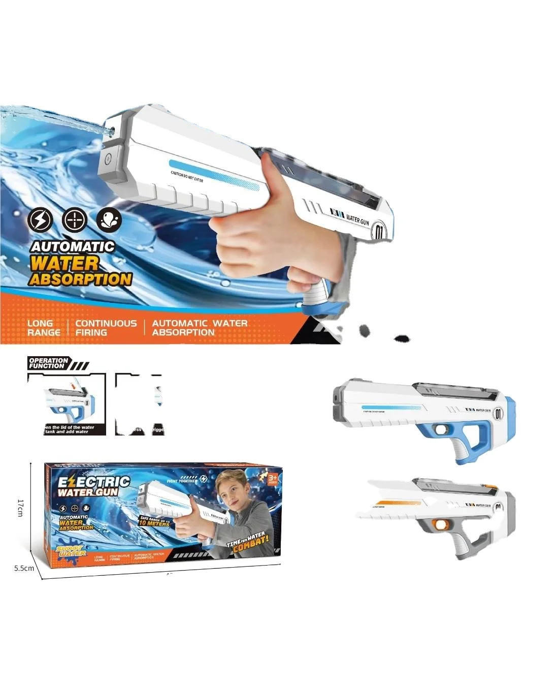 Unisex M4 Model Automatic High-Pressure Electric Water Gun Powerful Induction Continuous Water Shooting Fun Plastic Summer Use