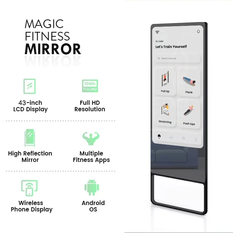 Tystart Home Gym Full Size Body Smart Workout Mirror Exercise Digital Smart Fitness Mirror