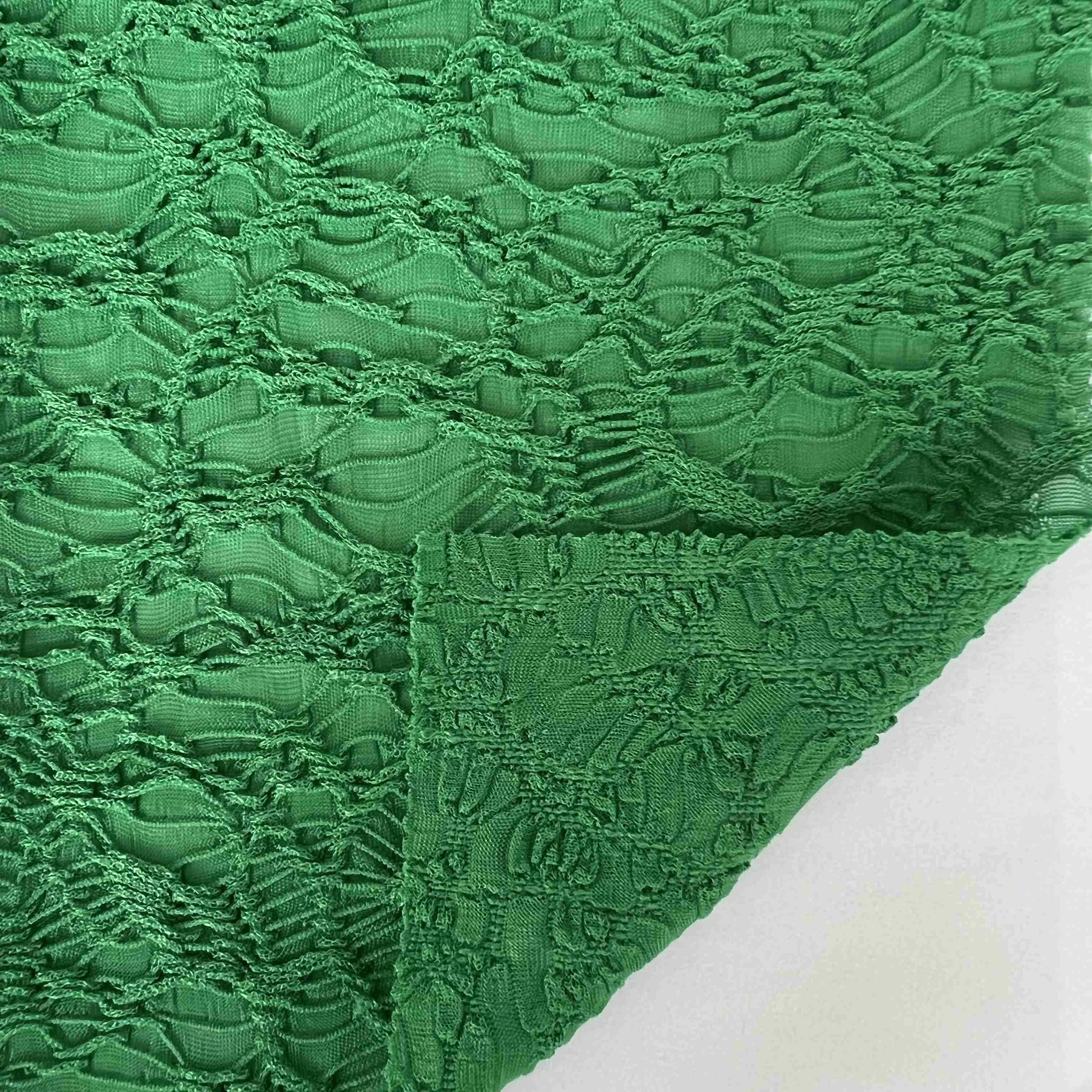 Hot sale custom color knitted mesh jacquard knit spandex pleated polyester spandex fabric for clothing