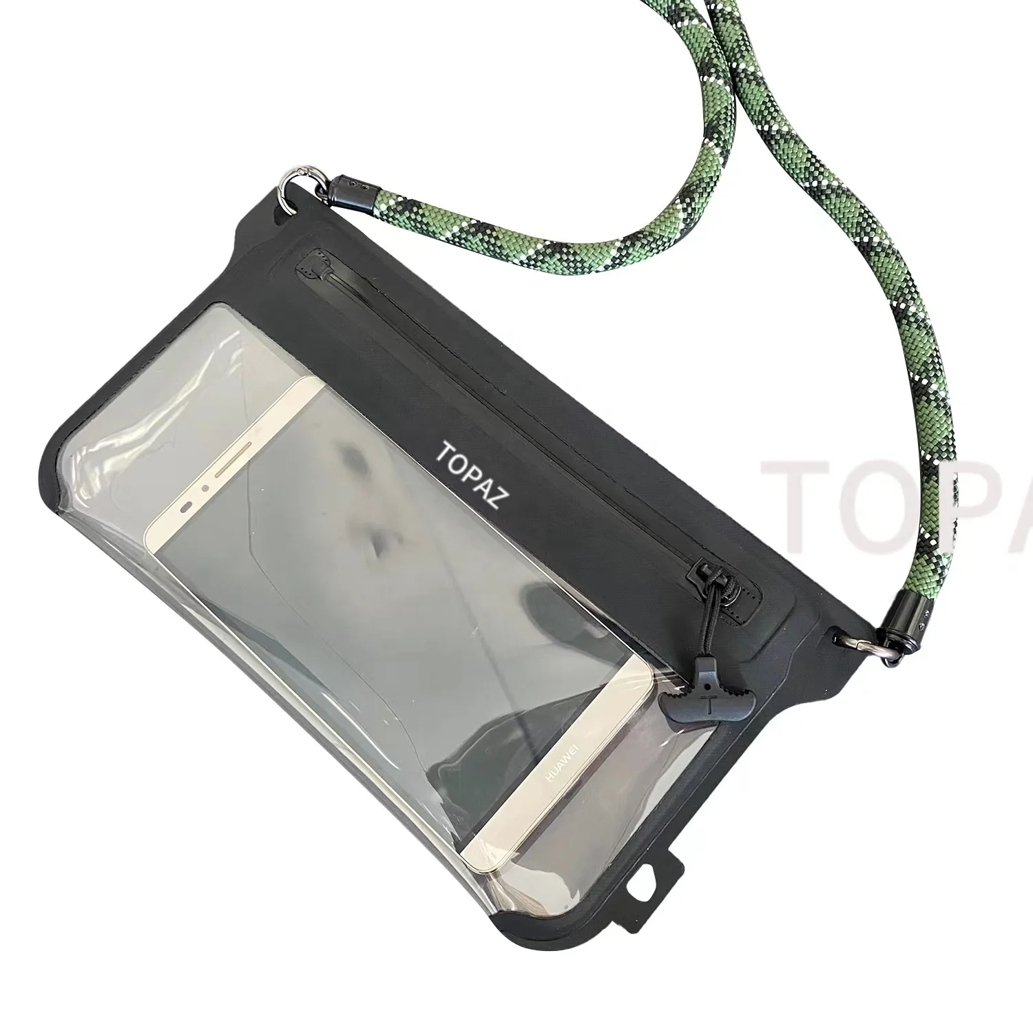TOPAZ IPX8 Submersible Waterproof Phone Pouch Hypalon TPU Diving Phone Bag TPU Hypalon Fabric