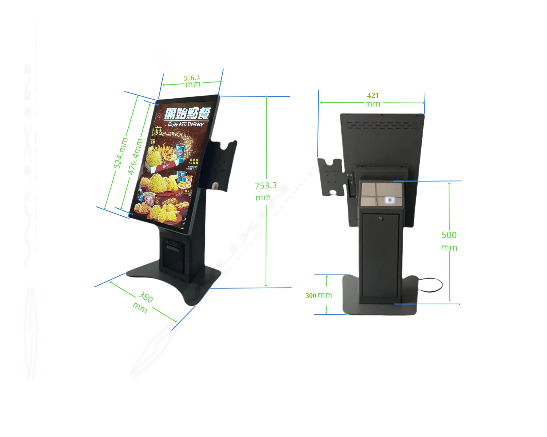 Kfc Restaurant table/floor standing pos kiosk 215 Self Service Order Payment Ticket Kiosk With Thermal Printer QR Code Scanner