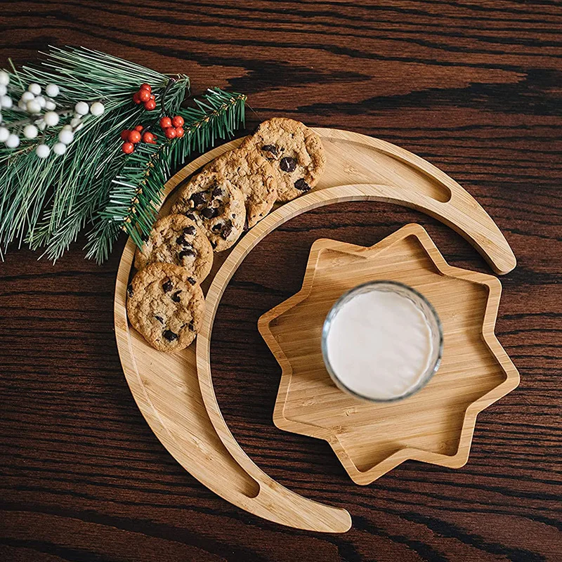 kaan Star Moon Dried Fruit Ramadan Wood Muslim Islamic Gifts Eid al-Fitr Mubarak Wood Fruit Hotel Dinner Plate Decoration