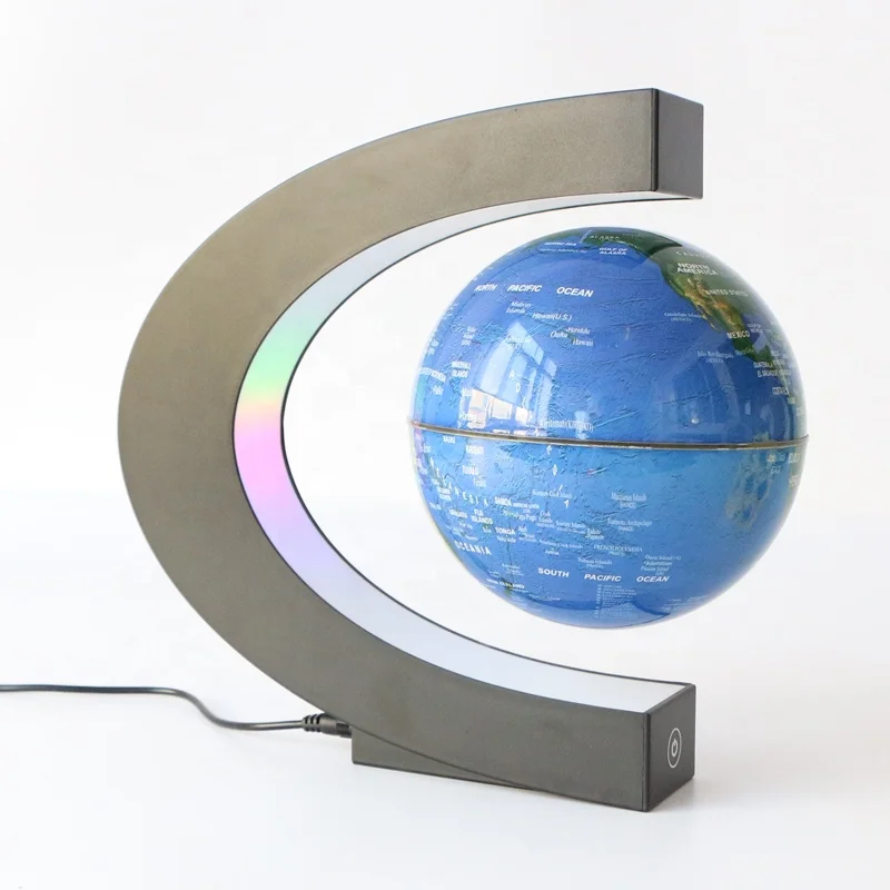 Electric Type 14cm Diameter World Globe Earth Map Ball 6inch Magnetic Levitating Rotating Globes with Led Lights