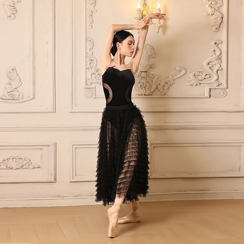 Camisole Strip Black Women Fashion Ballet Training Leotard Gymnastics Dancing Costume Adult Yoga Suit