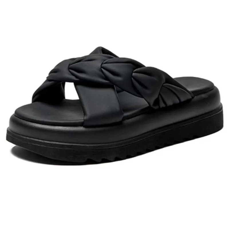 Outdoor casual summer 2024 Cross fairy style new outdoor beach shoes platform slippers fashion slippers