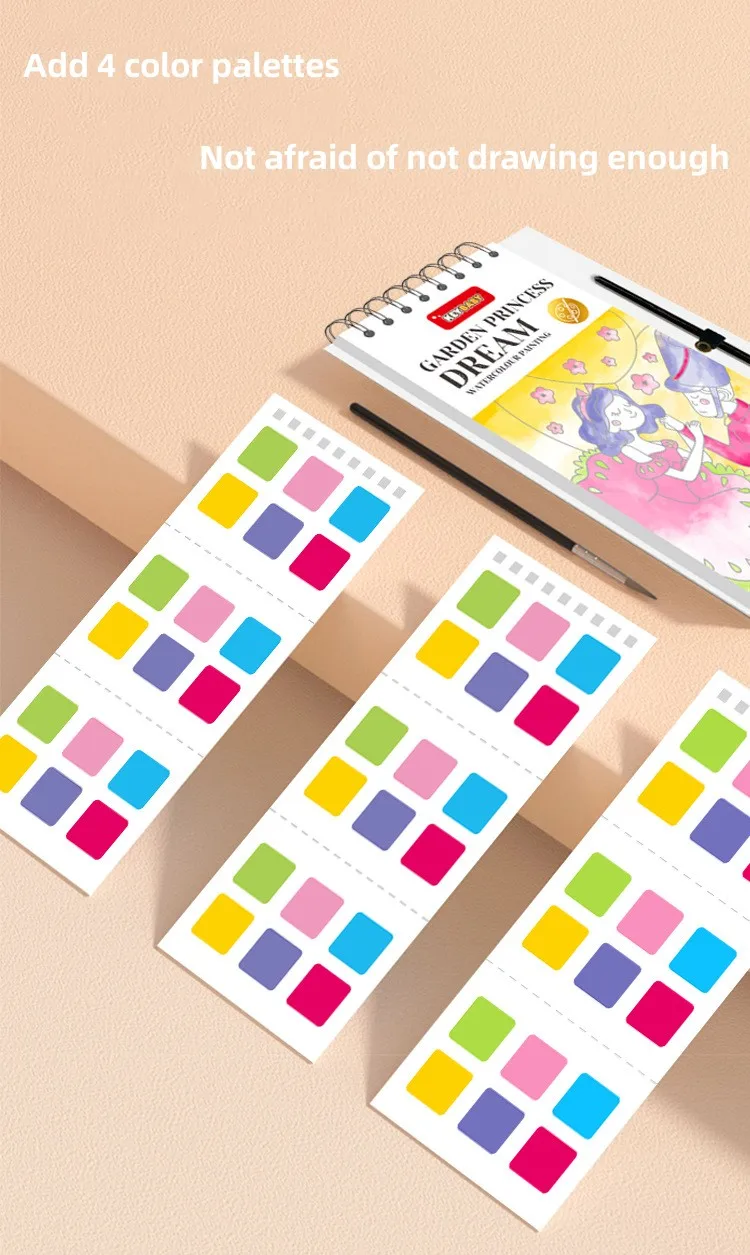 Hot Sale Pocket Watercolor Painting Bookmarks Book For Kids Palette Paint Book Water Coloring Drawing Book Toys Set With Brush