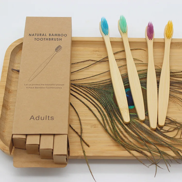 Wholesale 100 % Healthy Charcoal Bamboo Toothbrush Soft Natural Disposable Toothbrush  with BPA free bristle