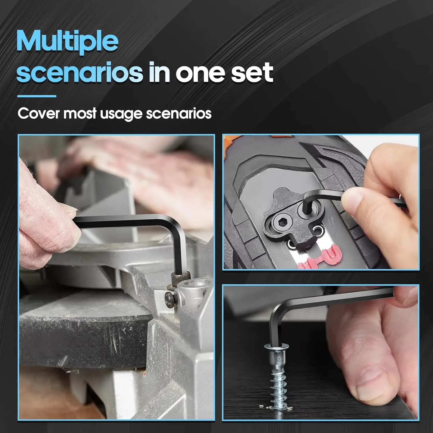 9pcs Box-Packed Industrial Grade Metric SAE Star Torx Hex Key 1.5-10mm Allen Wrench Tool Set in Steel