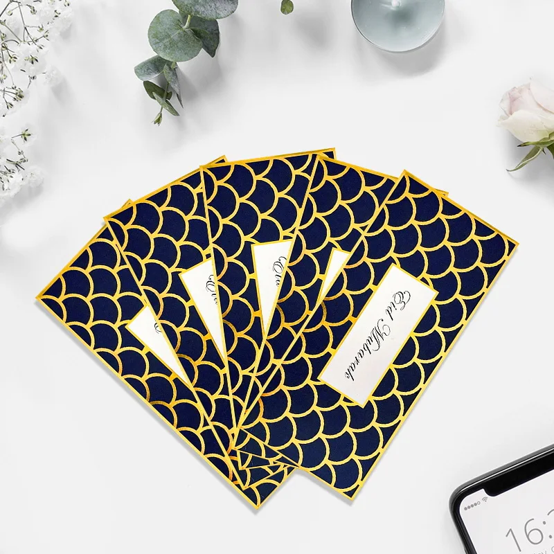 In Stock Islamic Muslim Gift Envelope Gold Stamping Foil Marble Floral Eid Mubarak Paper Money Envelope