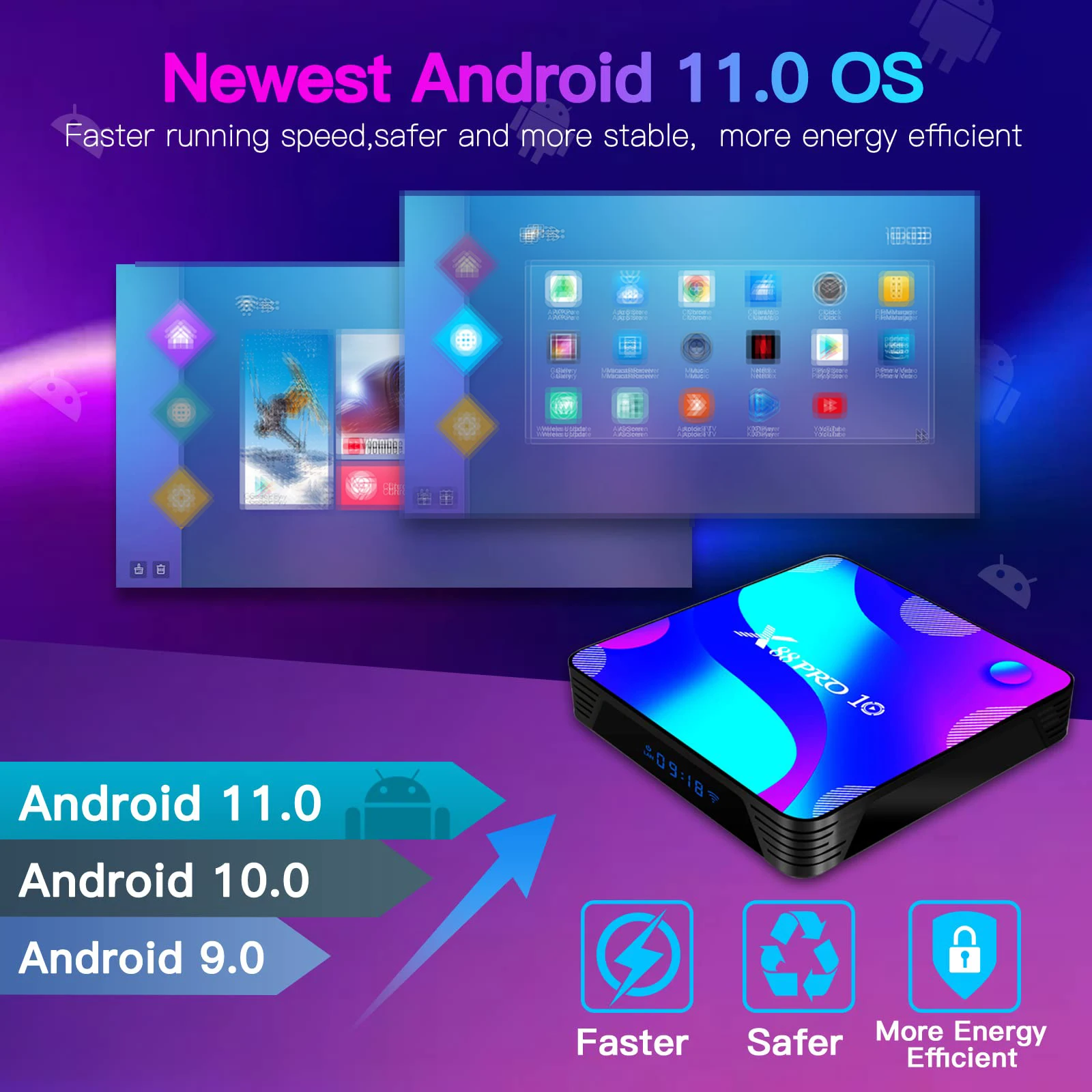 2024 Syta X88 Pro10  Android 11.0 Set Top Box 2GB 16GB Wifi 2.4 G/5G i 4K BT4.1 RK3318 chip Smart TV Receiver