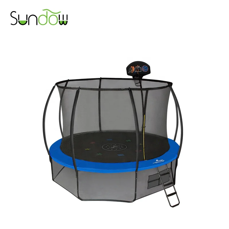 Garden 14ft round big outdoor trampoline tent with enclosure and basketball hoop