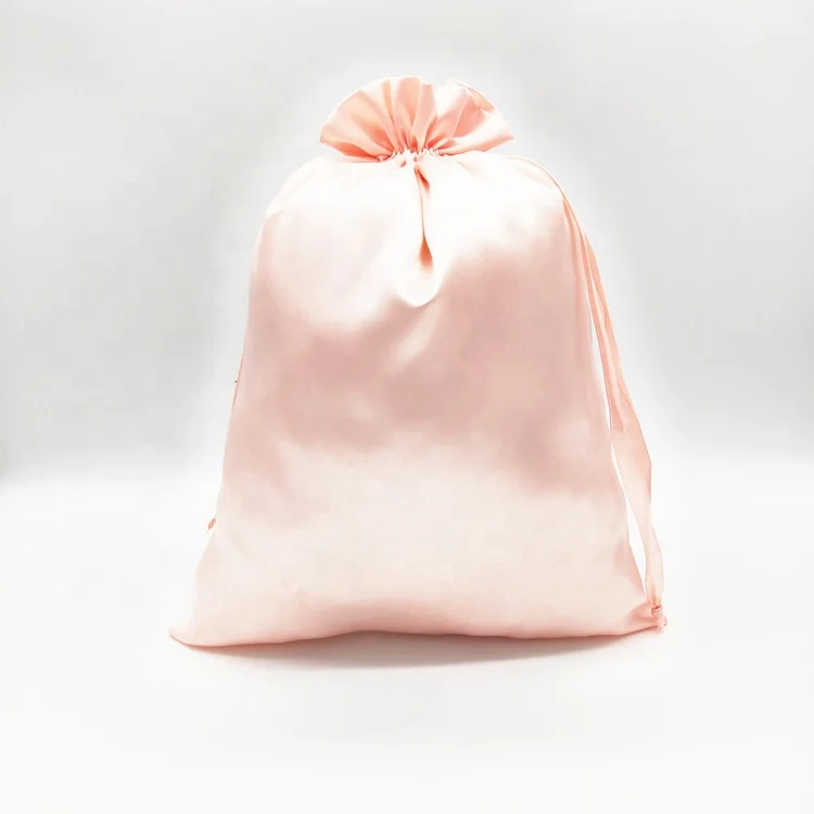 New fashion women RPET satin drawstring bag with logo custom for package satin drawstring gift bag for promotion