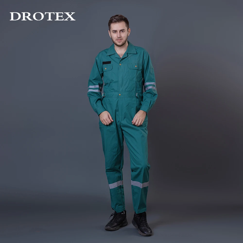 Fashion European Mining Chemical Green Cotton Nylon Reflective Flame Retardant Workwear Coverall Suits