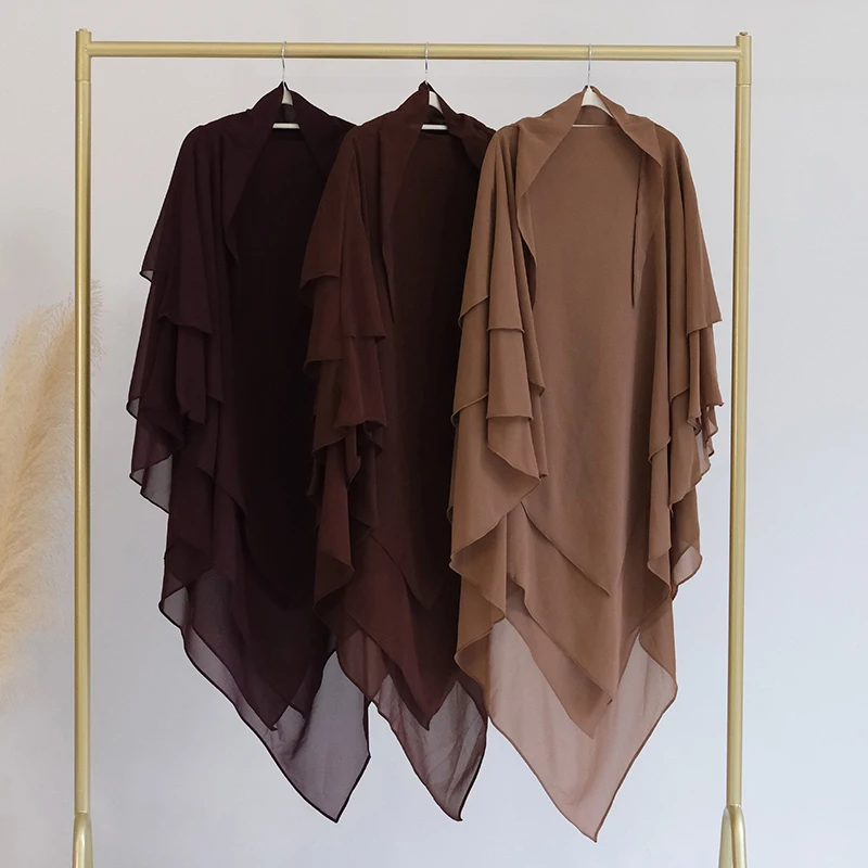 New Arrival Chiffon Khimar 3 layers Overhead Big Scarf Ramadan Eid Islamic Niqab Prayer Abaya Jilbab Khimar