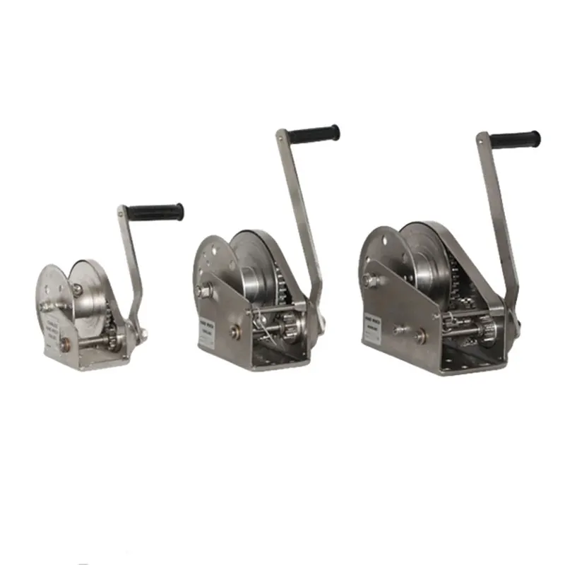 high speed Handle Boat Trailer Manual Gear Hand Crank Winch with Belt heavy duty hand winch brake stainless steel