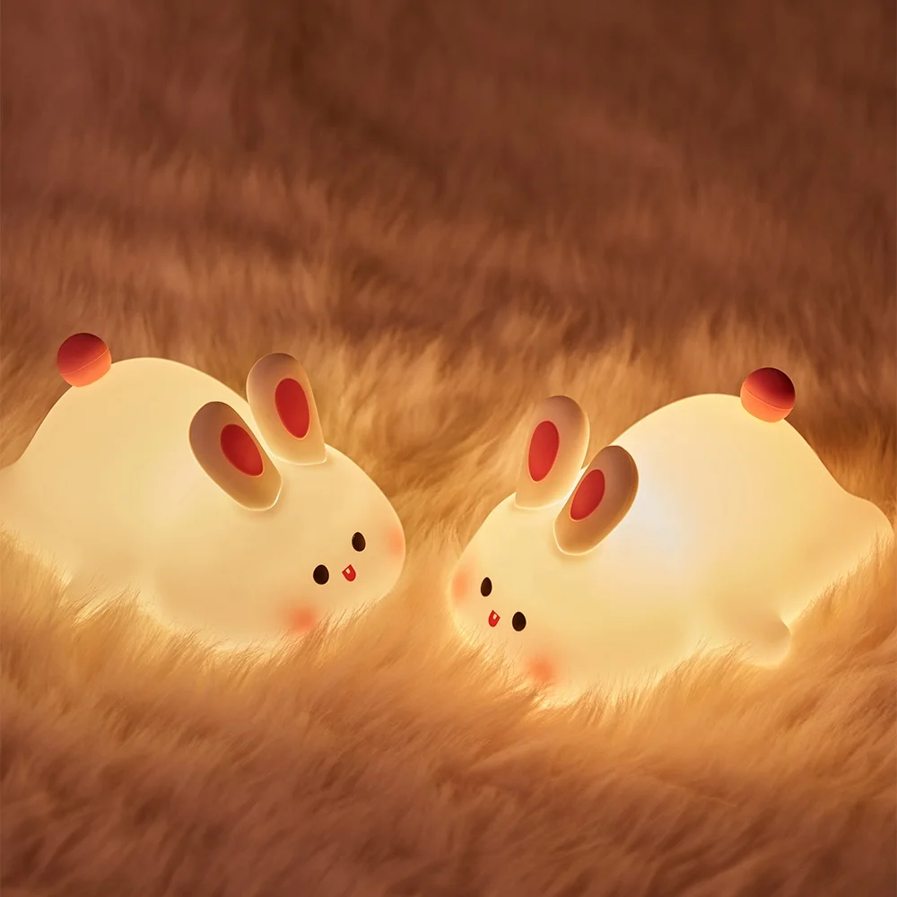 High Quality Bunny Baby Rabbit LED Night Lights Kids Lamp Animal Rabbit Silicone Lights for Children Bedroom Decoration Gifts